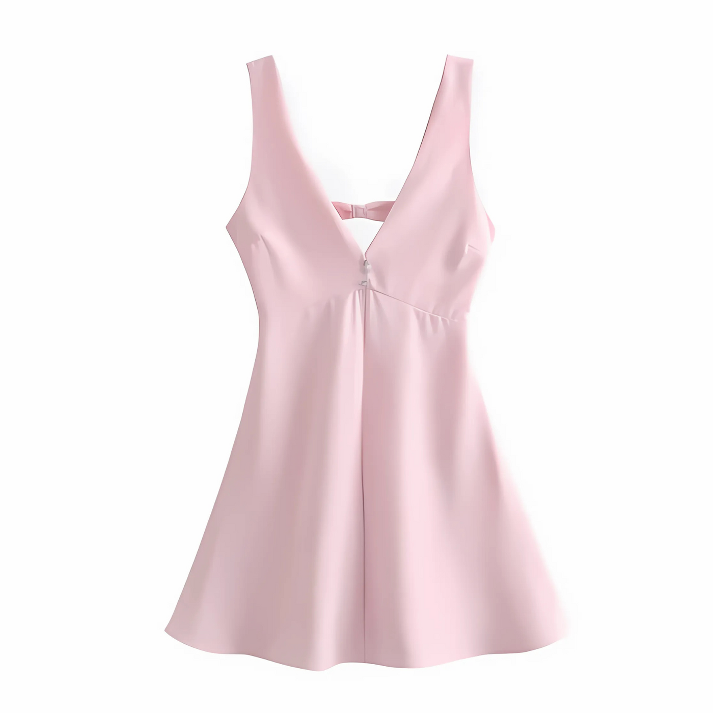 V-Neck Button Mini Dress