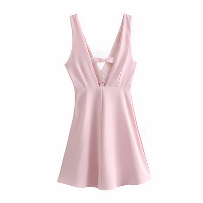V-Neck Button Mini Dress
