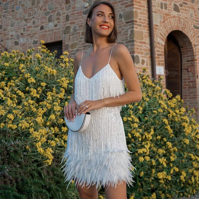 Fringe Feather Mini Cocktail Dress