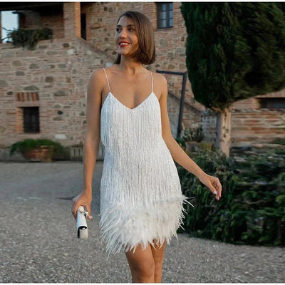 Fringe Feather Mini Cocktail Dress